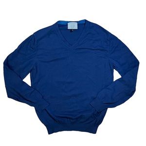John Lewis Men’s Sapphire Blue Cotton Cashmere Pullover Sweater